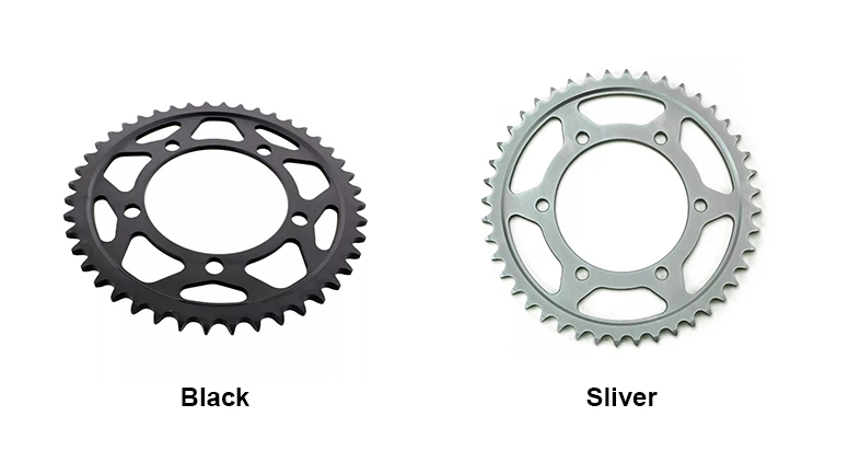 black motorcycle sprocket and sliver motorcycle sprocket