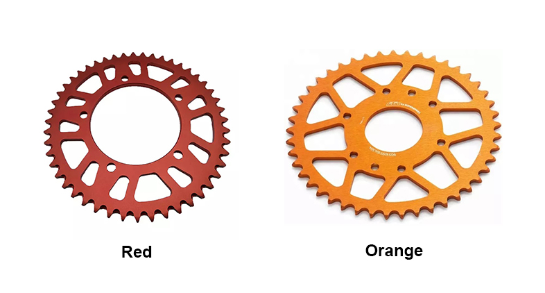 the color of the motorcycle sprocket red motorcycle sprocket and orange motorcycle sprocket